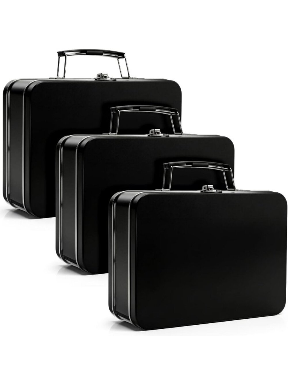 Vintage Metal Lunch Box Set - 3 Pack Mini Tin Boxes with Hinged Lids for Adults